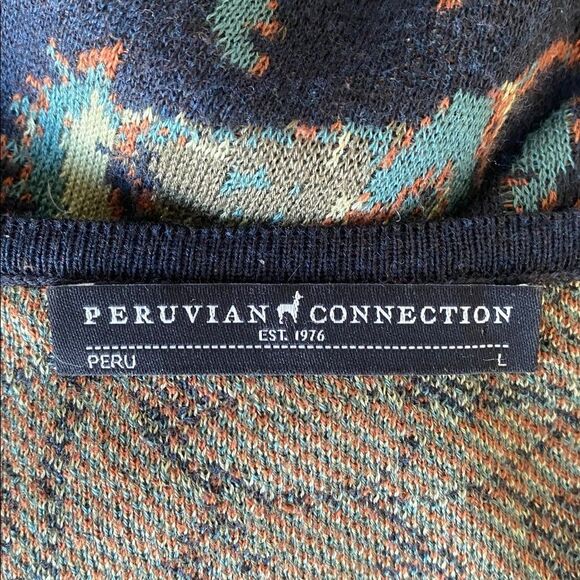 Peruvian Connection Navy Rustic Color Botanical Aztec Patterned Maxi Knit Dress - Picture 8 of 13